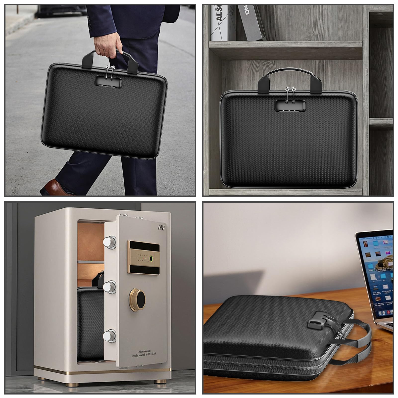 Fireproof File Organizer,Fireproof Document Box with Lock,Hard-Shell Case Fireproof Document Box with 13 Pocket Accordion File Folder for Letter/Legal Document,Laptop,Valuables
