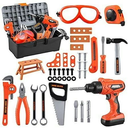 

FOPXRO Play Kids Tool 45 PCS Toddler Tool Set Tool Box And Electronic Toy Drill