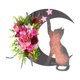 thumbnail image 1 of Guirnalda en forma de gato de la luna de Halloween Flor artificial Gato negro Guirnalda colgante par Meterk Rosa, 1 of 7