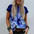 thumbnail image 4 of LMKIHUSA Women Galaxy Print Blouse Summer Trendy Short Sleeve Crew Neck T Shirt Holiday Casual Loose Fit Lightweight Beach Tops 2024,Blue S, 4 of 6