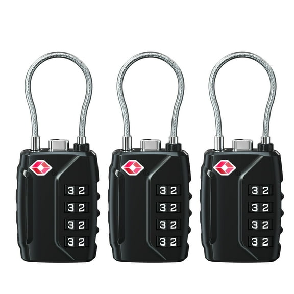 3 Pack TSA Approved Luggage Locks 4 Digit Combination Travel Locks Resettable Code Lock with Zinc Alloy Body for Suitcase Toolbox Backpack Bag Gym Locker