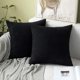 thumbnail image 1 of Paquete de 2 fundas de almohada de 22 x 22 pulgadas, almohadas decorativas de pana súper suave negra, decoración del hogar para sofá, dormitorio, sala de estar, 1 of 5