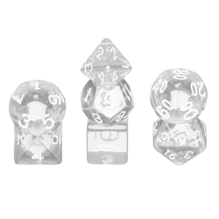Polyhedral DND Dice Set 7 Pcs DND Acrylic Dice for RPG Role Playing Table Games Tabletop Gaming Accessories Transparent White
