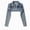 Blue, variant on Zefriona Womens Ultra Cropped Denim Jacket Long Sleeve Fitted Casual Fashion Streetwear Jean Coat Blue Size M