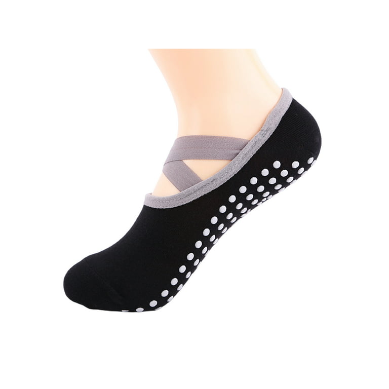 Listenwind Women Cross Strap Non-Slip Grips Socks for Pilates, Ballet,  Dance 