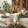 thumbnail image 2 of Easy4Home Lift-Top Coffee Table Round Center Table with Hidden Compartment Storage Shelf, Light Brown & White, 2 of 7