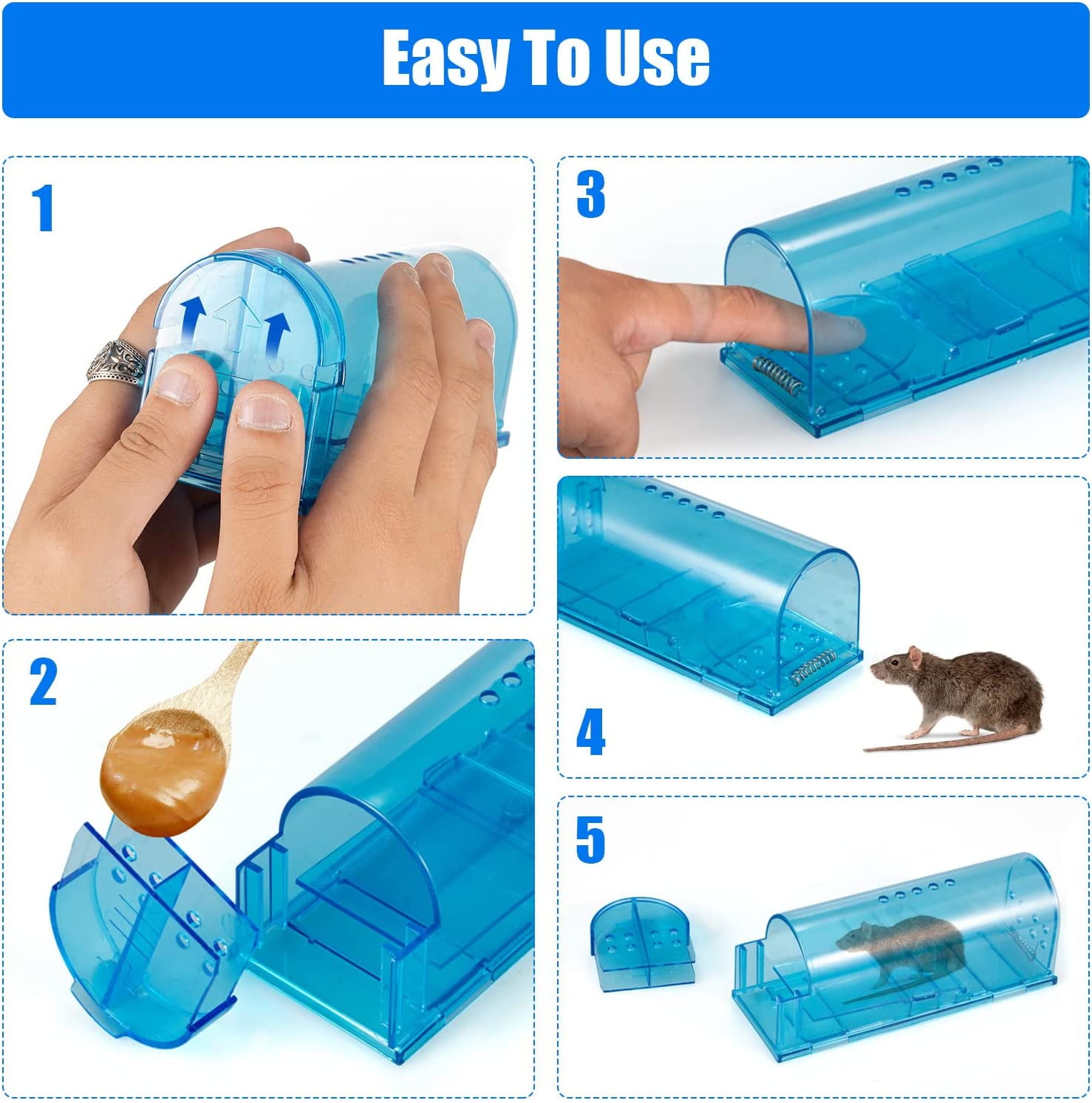 Humane Mouse Trap - Live Traps for Indoor Use - Non-Kill and Pet Safe -  Reusable and Eco-Friendly - Catch and Release Mouse Trap - Blue - Yahoo  Shopping
