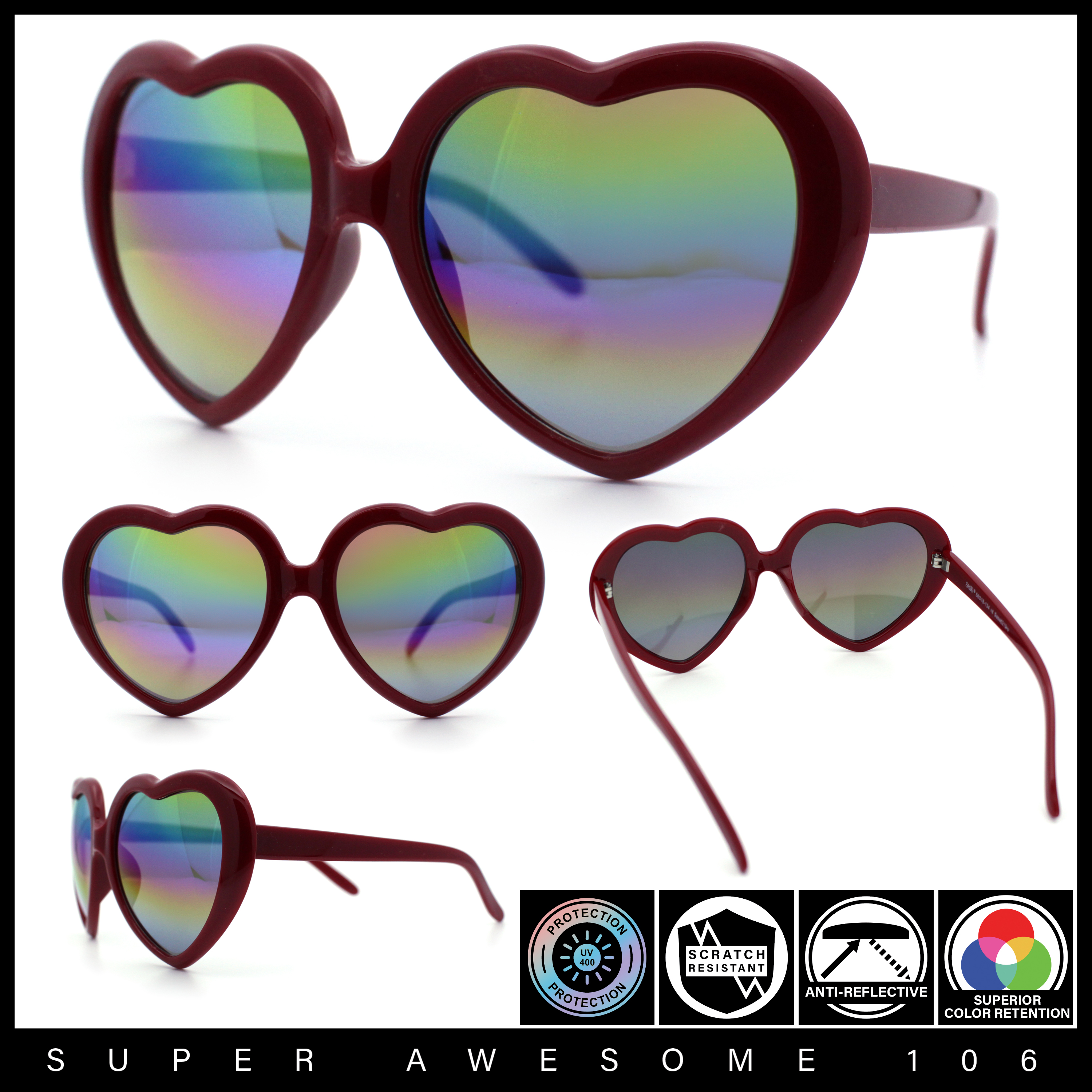 Retro Vintage Heart-Shaped Aviator Sunglasses For Women - UV400 Protection Plastic Frame