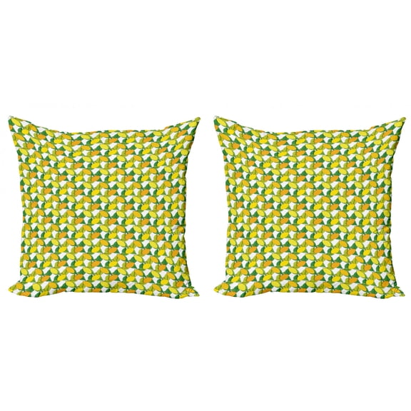 Lemons Throw Pillow Cushion Cover Pack of 2, Simplistically Hand Drawn Pure Citrus Fruits Illustration, Zippered Double-Side Digital Print, 4 Sizes, Yellow Earth Yellow, by Ambesonne