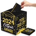 thumbnail image 1 of Caja decorativa de cartón plegable para graduados con 2024 tarjetas de deseos de graduación, 1 of 5