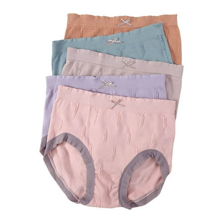 Clearance Clothes under $10 TMOYZQ 5 PC Women s Seamless Underwear High Waisted Slight Tummy Control Underwear Breathable Soft Bikini Panties Seamless No Show Full Coverage Briefs
