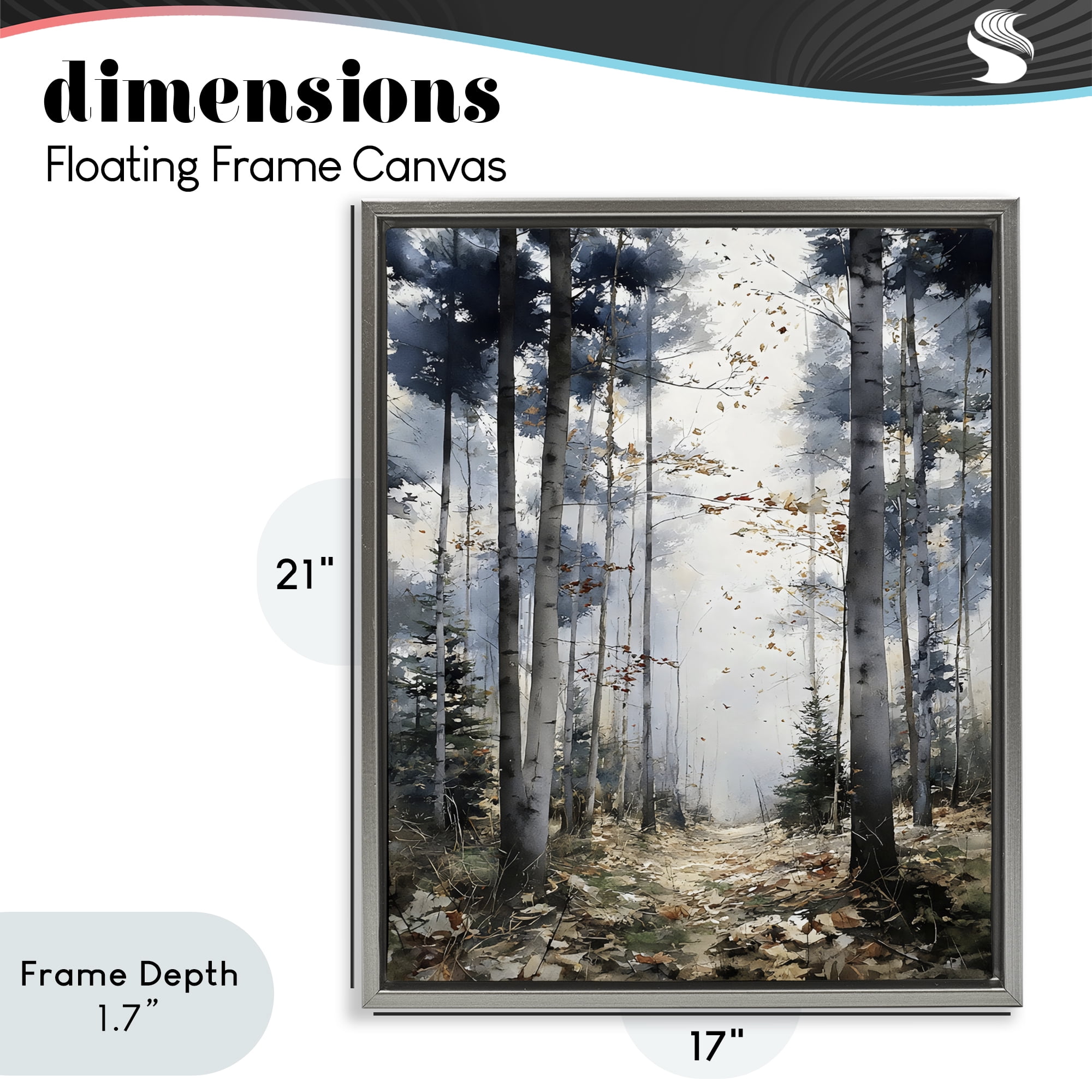 Stupell Industries Cold Woods Birch Forest Gray Framed Floater Canvas Wall Art, design by Franklyn Gregory