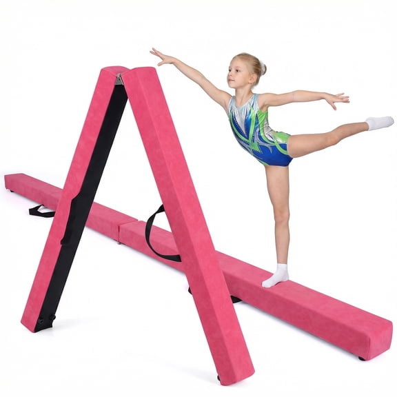 ELLEGNT Folding Gymnastic Beam with Handles - 7FT Portable Floor Balance Beam for Gymnasts