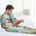 thumbnail image 6 of Fotbe Watercolor Palm Tree Pattern Long Sleeve Pajama Set for Men,Sleepwear Set,2-piece Loungewear Set,Soft PJs Comfy Nightwear with Pockets-X-Large, 6 of 7