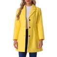 thumbnail image 1 of Abrigo largo de invierno para mujer Inspire Chic, de un solo botón, color amarillo, 1 of 6