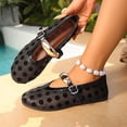 thumbnail image 6 of ZunFeo Womens Mesh Mary Jane Flats Polka Dot Square Toe Breathable Adjustable Strap Casual Shoes Black Sizes 5.5-9.5,Size 8, 6 of 9