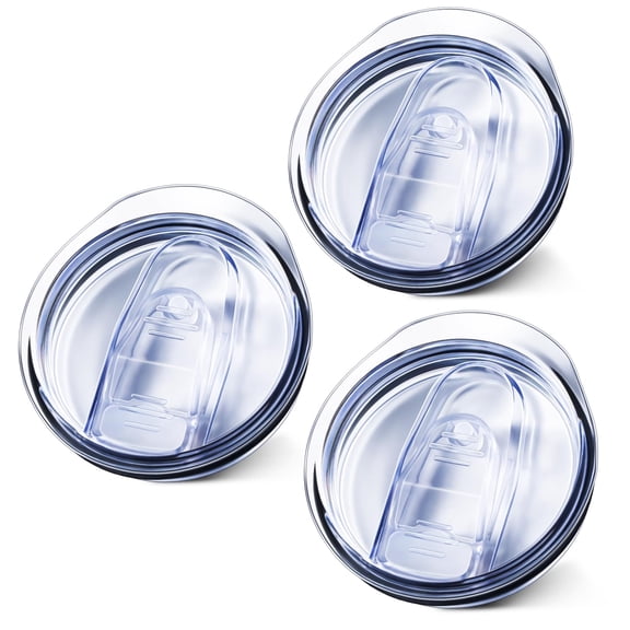 Replacement lid for 20oz skinny tumbler, 3 pack leak proof sliding cover, fits 2.76 inch diameter, straw friendly, clear, perfect for office travel