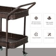 thumbnail image 4 of Outsunny Rattan Wicker Serving Cart with 2-Tier Open Shelf, Outdoor Wheeled Bar Cart with Brakes for Poolside, Garden, Patio, 4 of 8