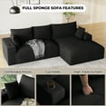 thumbnail image 4 of Wiilayok 113" L-Shape Cloud Sectional Couch with Oversized Chaise,Corduroy Fabric Modern Modular Sofa with Cup Holder, Comfy Boneless Upholstered Couches for Living Room Bedroom,Black, 4 of 7