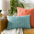 thumbnail image 2 of Lachen Woven Modern Pillow Cover in Teal, Cream, 2 of 3