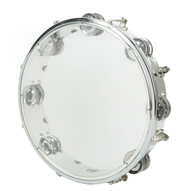 Tambourin, Résistant aux Rayures Percussion Portative Longue Durée Apparence Plate 10 Po Ton Réglable pour Concert Transparent