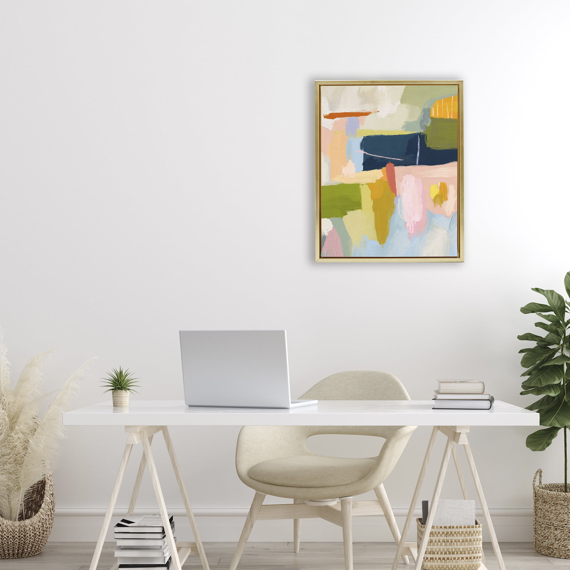 Stupell Industries Pastel Wonder Smattering Gold Framed Floater Canvas Wall Art, design by Lisa Nohren
