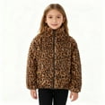 thumbnail image 2 of Byoo Girls Coat Leopard Print Full Zip Stand Collar Windbreakers Jacket Kids Warm Soft Cloth, 2 of 9