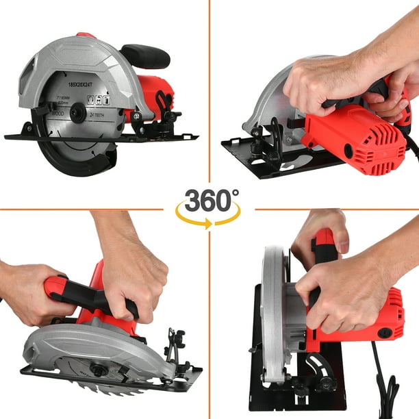 1200W Corded Without 5400RPM Circular Saw Kit Handheld Metal and Wood Cutting Circular Saw Includes Guide Ruler 20T 40T Carbide Tipped Blade and