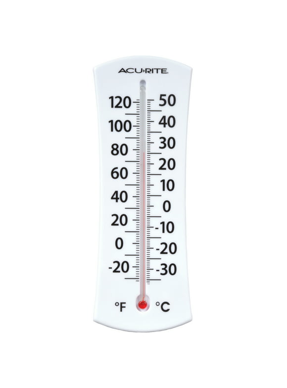 AcuRite 8" Analog Thermometer with Easy to Read Numbers; 8"x2"x0.62", Not Battery Powered; Plastic