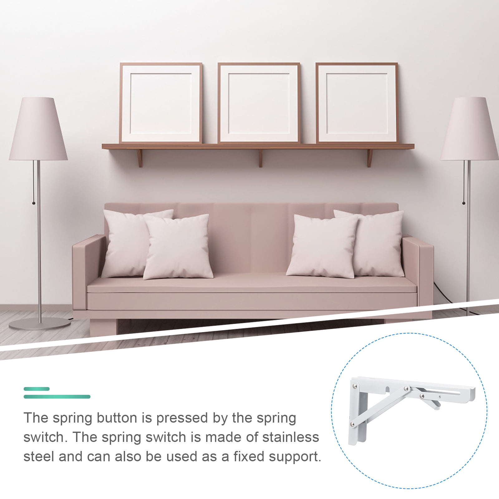 Masteelf 4 PCS 8 inch Folding Shelf Bracket Stainless Steel Triangle Folding Support
