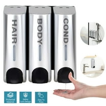 DICEEVIL Shower Soap Dispenser Wall Mounted, Shampoo Bottles Refillable with Pump No Drill Shampoo Dispenser, for Bathroom Hotel Shower Wall, 3 * 350ml Silver