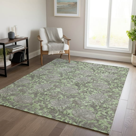 Addison Rugs Chantille Indoor/Outdoor Transitional Floral Aloe Washable Rectangle Rug, 10' x 14'