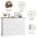 thumbnail image 3 of QinaQin Aparador buffet con almacenamiento, estilo farmhouse moderno con puertas tipo granero, 3 cajones y repisas abiertas para comedor o cocina, 3 of 7