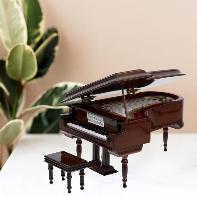 NUOLUX 1Ud Caja Musical Creativa En Forma De Piano Color Café Para Escritorio