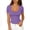 Purple, variant on FAHXNVB Ribbed Short Sleeve Tops for Women V Neck Solid Color T Shirts Low Cut Fitted Casual Summer Basic Tees,XL,Purple
