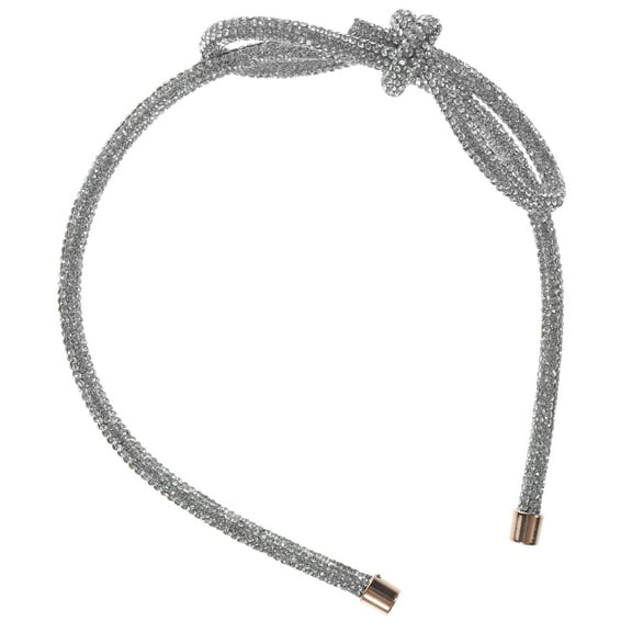 WEUVEB Women Rhinestone Embellished Headband Wedding Hair Crown Silver 1Pack