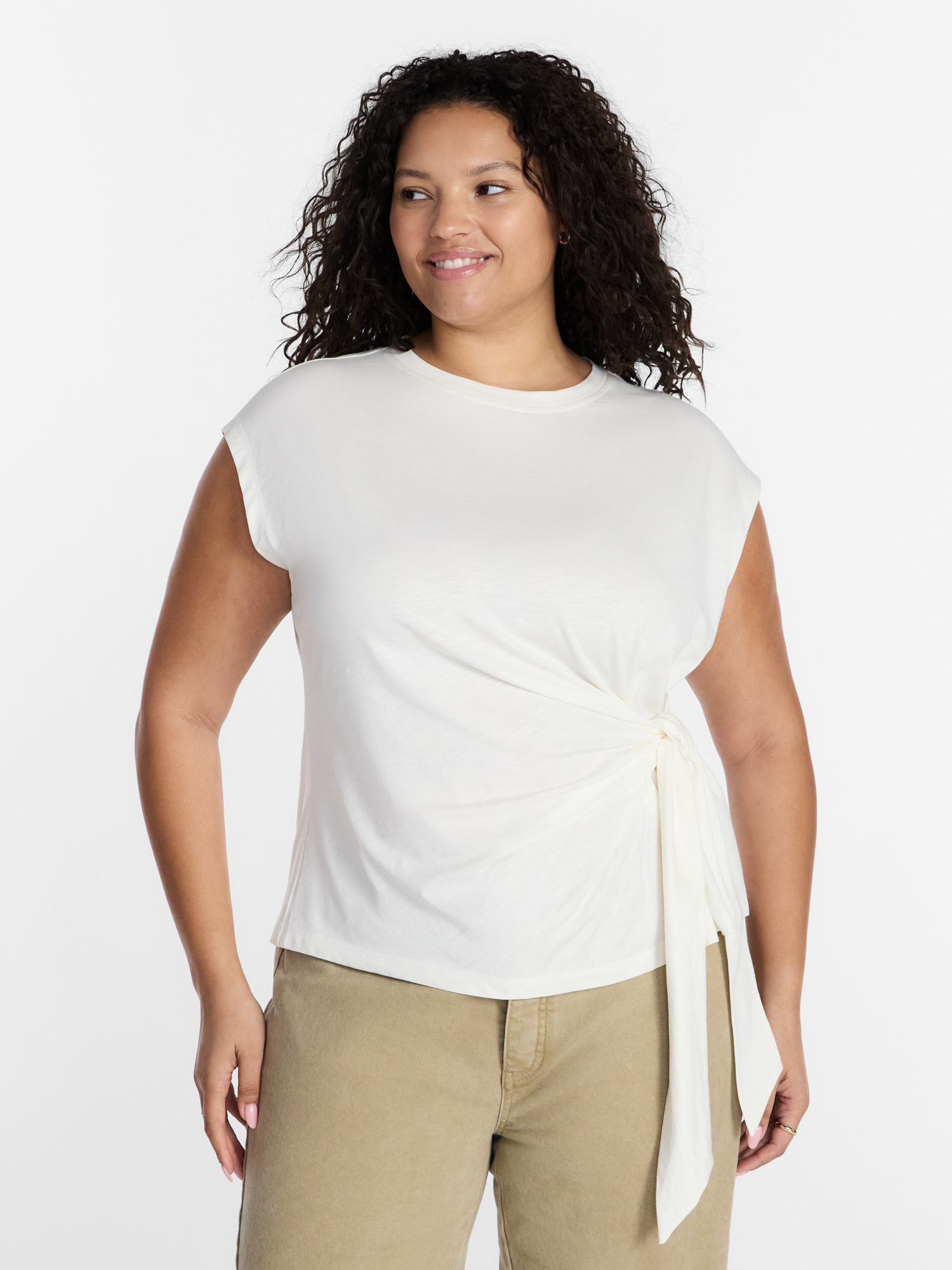 Terra & Sky Women’s Plus Side Tie Dolman Tee, Size 0X-5X