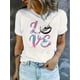 thumbnail image 1 of Camiseta básica para mujer verano SuaveWomen'S Fashion Casual Short Sleeve T-Shirt with Alphabet Pattern Print, Medium Stretch Polyester, Comfortable Summer Top for All SeasonsFather's Day, Mother's, 1 of 7