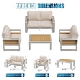 thumbnail image 2 of Clouddwell 4-Seats Aluminum Patio Furniture Set, Outdoor Metal Sofa Conversation Set with Coffee Table for Pool Garden Porch Backyard, Beige, 2 of 6