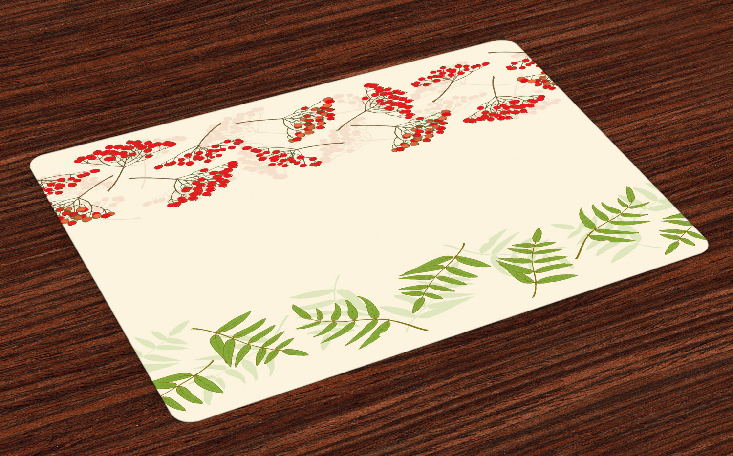 Rowan Placemats Set of 4 Graphic Border Design Berries Mountain Ashes