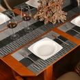 thumbnail image 5 of Table Placemats Set of 6 with Table Runner Crossweave Woven Vinyl Wipe Clean Heat Resistant Washable Table Mats and Runner Set for Dining Table, Black Gray, 5 of 10