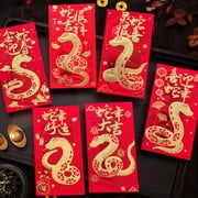 Yihuala 6Pcs 2025 Snake Zodiacs Redness Envelopes Hongbao for Chinese New Year Celebration Spring Festival Money Packets