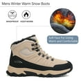 thumbnail image 2 of Mens Outdoor Hiking Boots Winter Fur Lined Warm Snow Boots Waterproof Anti-slip Lightweight Camping Boots Beige 12 US, 2 of 7