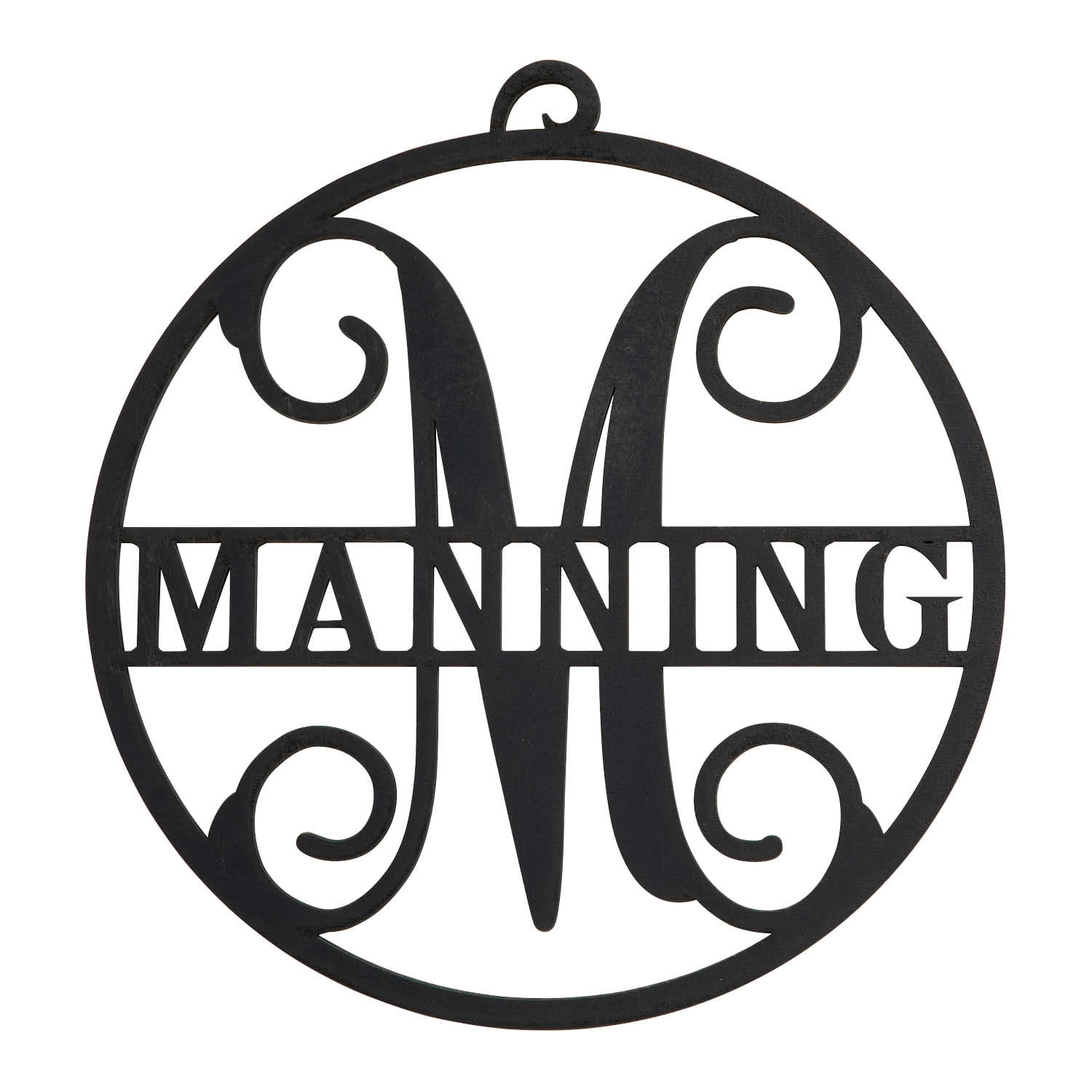 Black Wood Circle Initial Plaque