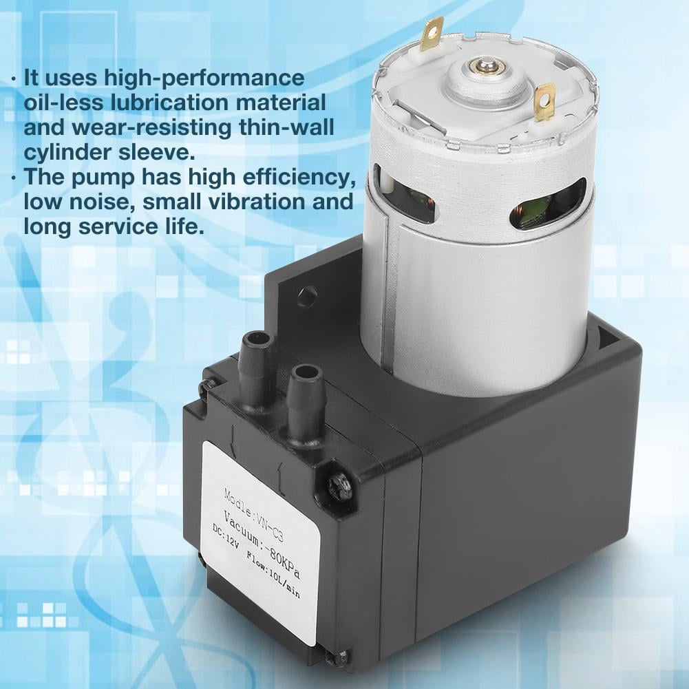 OTVIAP 12V Pump,DC12V 12W Mini Small Oilless Vacuum Pump 80KPa Flow