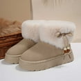 thumbnail image 5 of Xiaoxatg Women's Boots Fashionable Warm Winter Footwear with Bow for Comfort and Style 6.5 Beige, 5 of 9