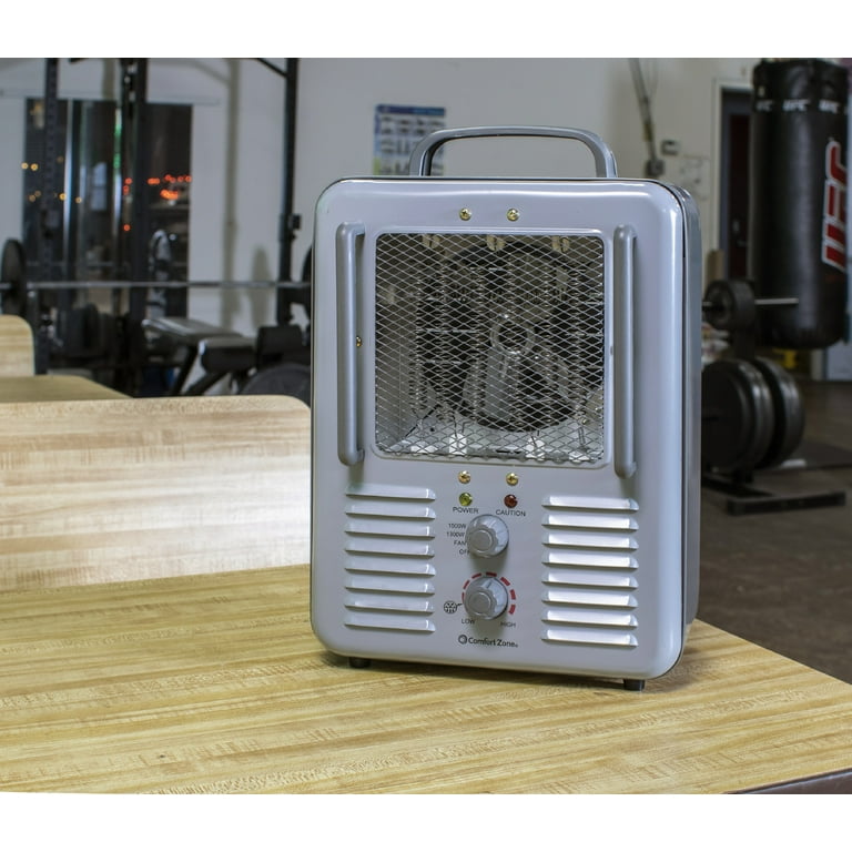 Comfort Zone 1,500-Watt Milkhouse Style Electric Portable Utility Heater  with Adjustable Thermostat, Overheat Protection, and Safety Tip-Over  Switch, Grey - Walmart.com