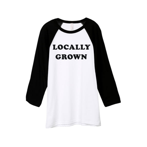 Locally Grown Unisex 3/4 Sleeves Baseball Raglan T-Shirt Tee White Black X-Large