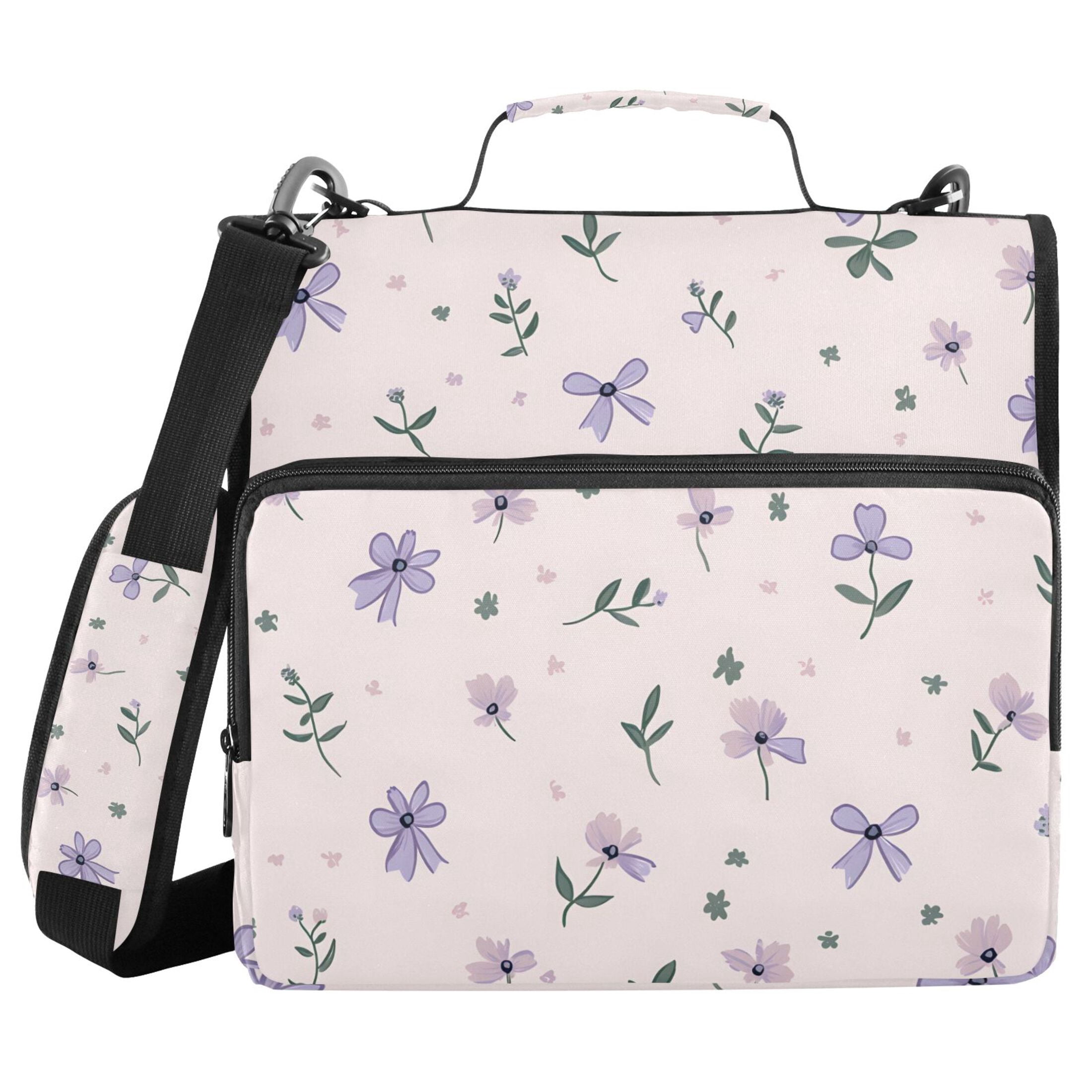 ALAZA Zipper Binder Floral Bows 3 Ring Trapper Keeper File Folder Organizer Bag