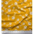thumbnail image 1 of Soimoi Gold Modal Satin Fabric Fish Skeleton Ocean Decor Fabric Printed Yard 42 Inch Wide, 1 of 3